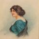 Modern painting, female portrait signed V. Migliaro, watercolour 800