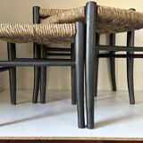Vintage straw nesting stools, 60s design