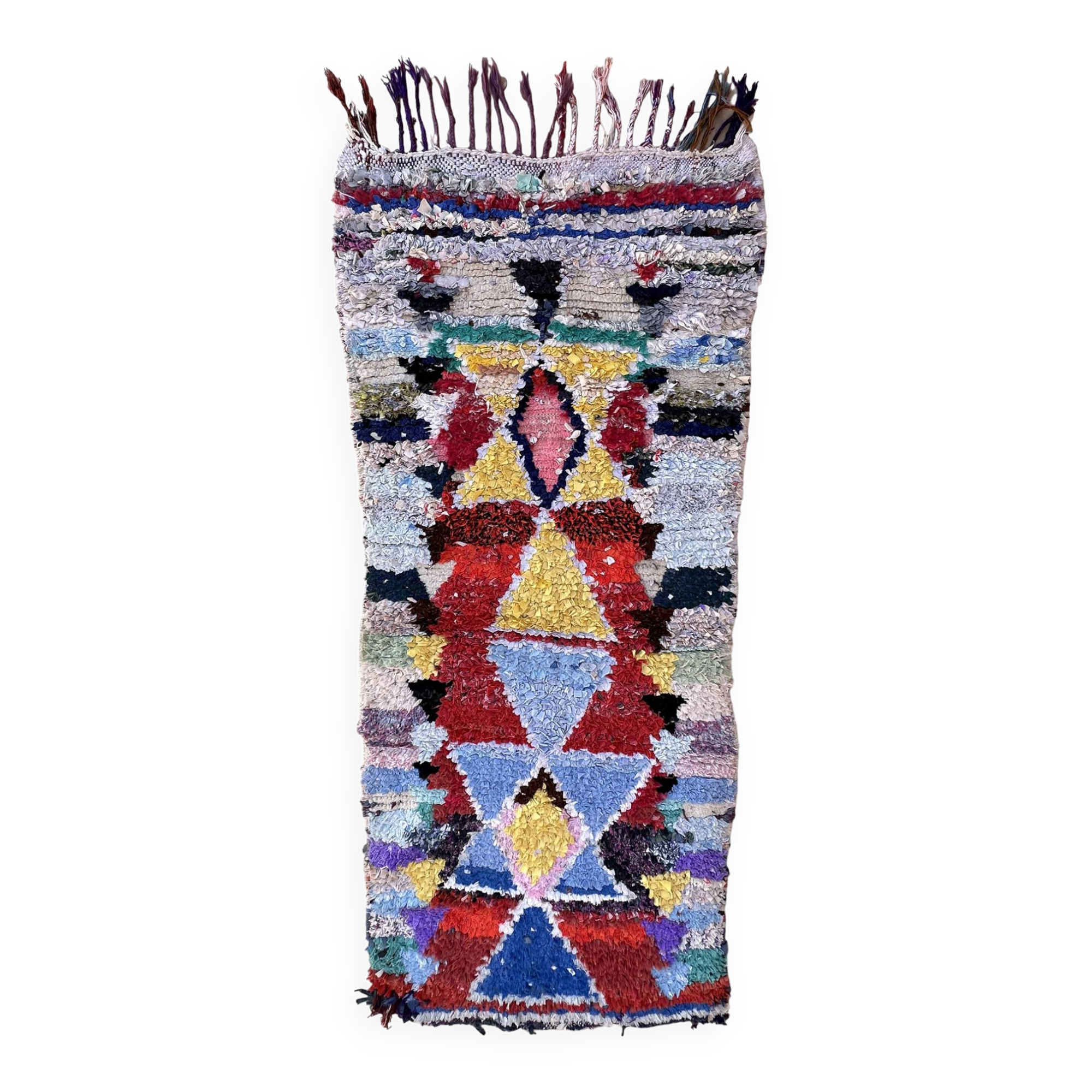 Tapis Berbère Boucherouite coloré - 81 x 190 cm