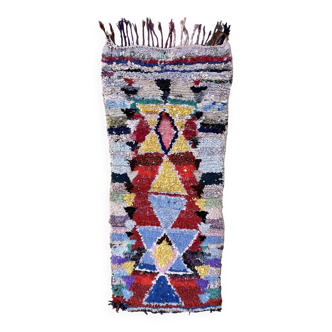 Colorful Boucherouite Berber rug - 81 x 190 cm