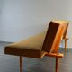 Sofa and daybed in beech and mustard fabric by Miroslav Navratil, vintage Czechoslovakia 1960s