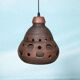 Suspended Japandi lamp in ceramic from the 60s/70s, vintage boho lamp.