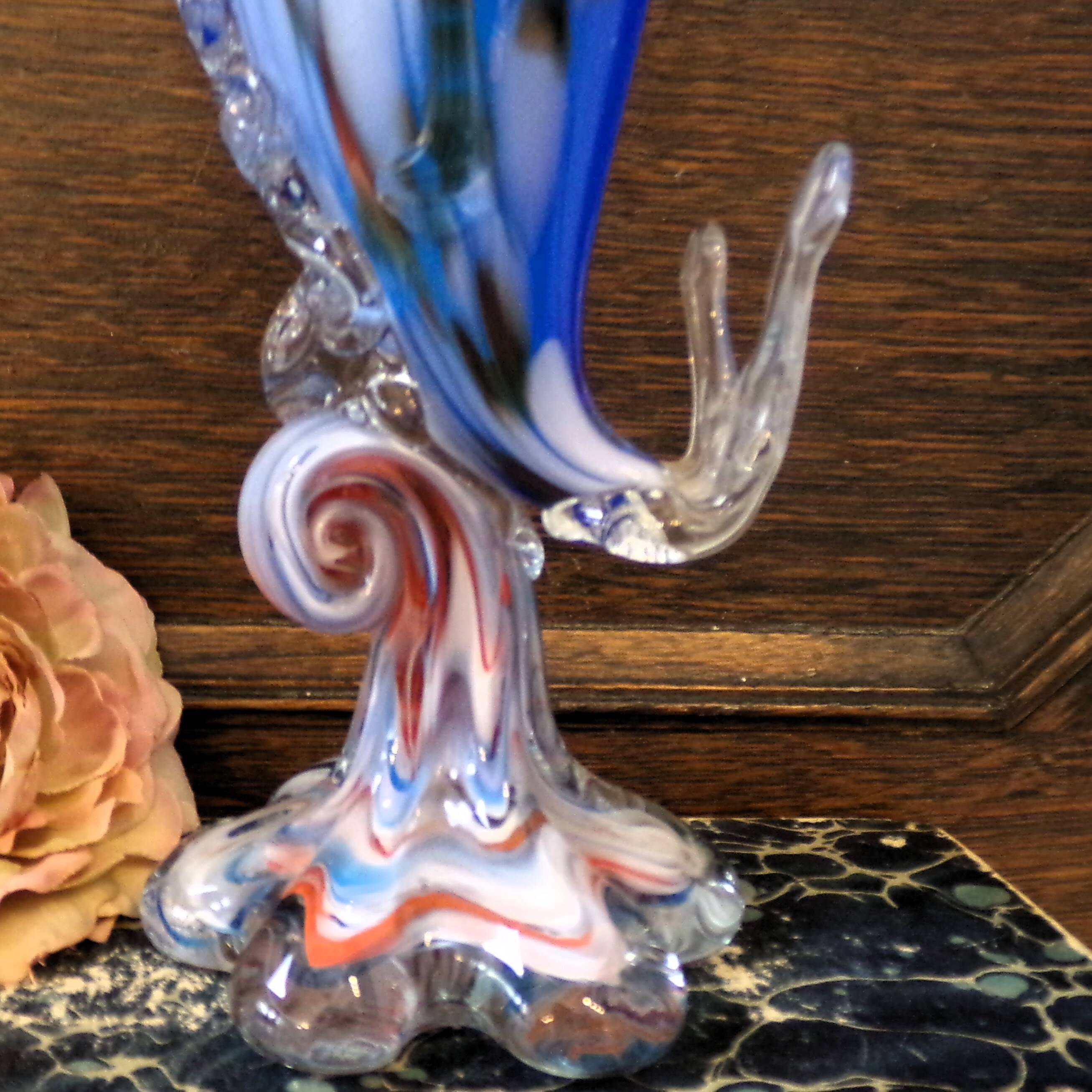 Vase Murano Magnifique vase solifleur en forme de poisson bondissant