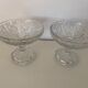 Two dredged cups in transparent glass geometric patterns in old relief