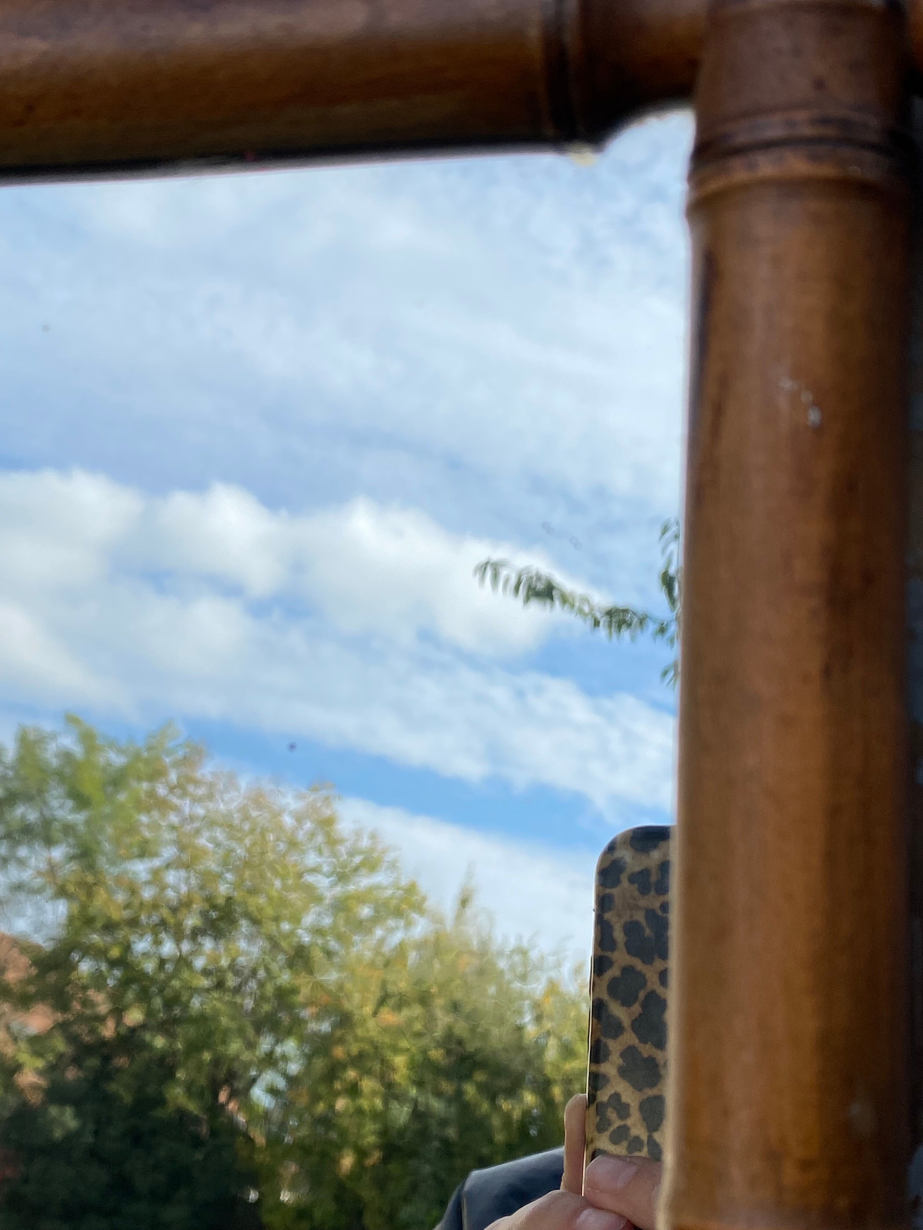 Bamboo-style wooden mirror, 54 x 48 cm