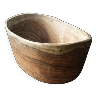 Free-form salad bowl in olive wood