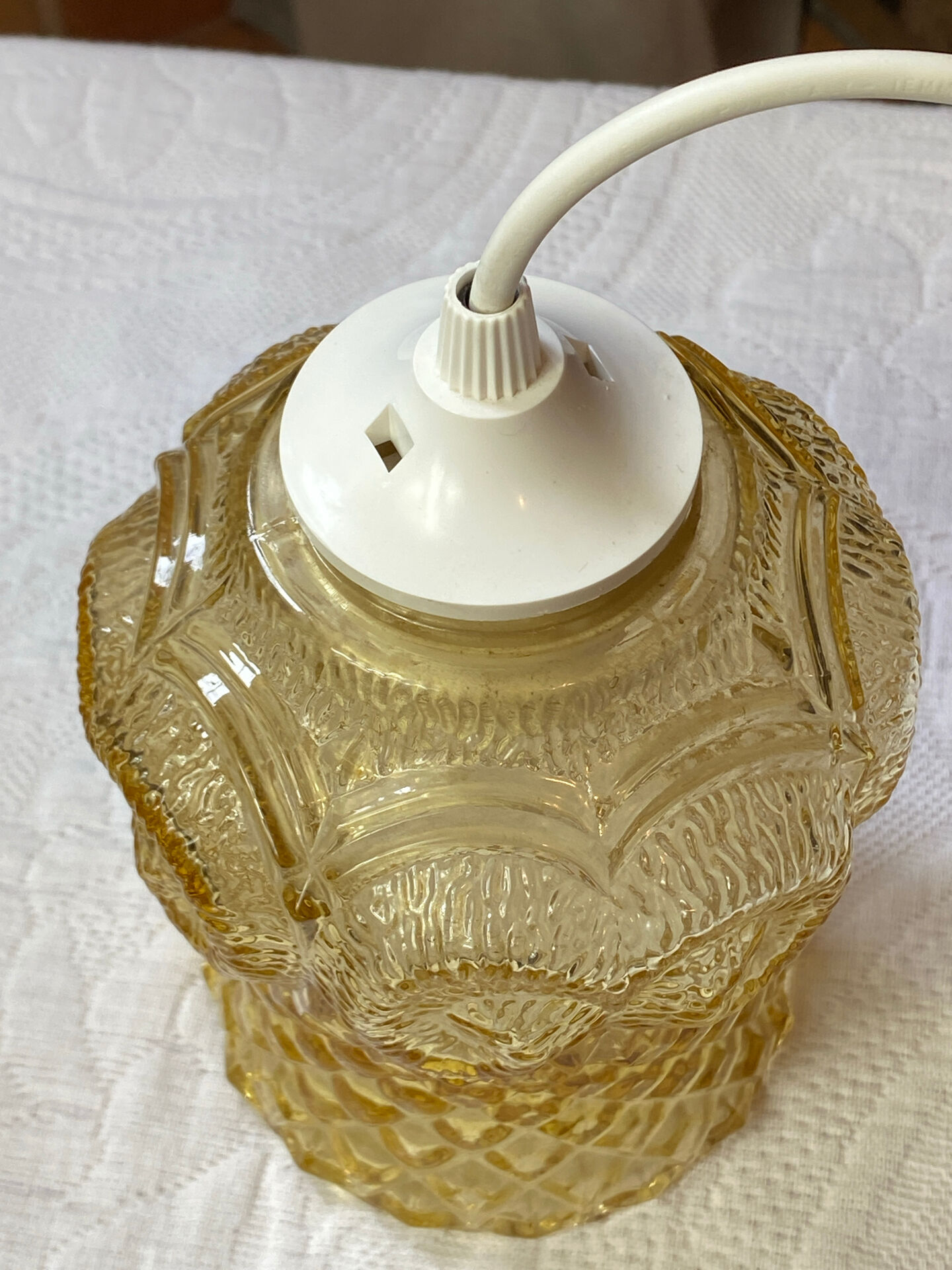 Amber moulded glass lamp