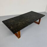 Thick slate coffee table, brutalist design from the 70s, Pia Manu style
