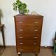 Vintage oak chest of drawers with oak veneer