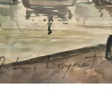 Watercolor "The Barges" by Rémi Leyrat