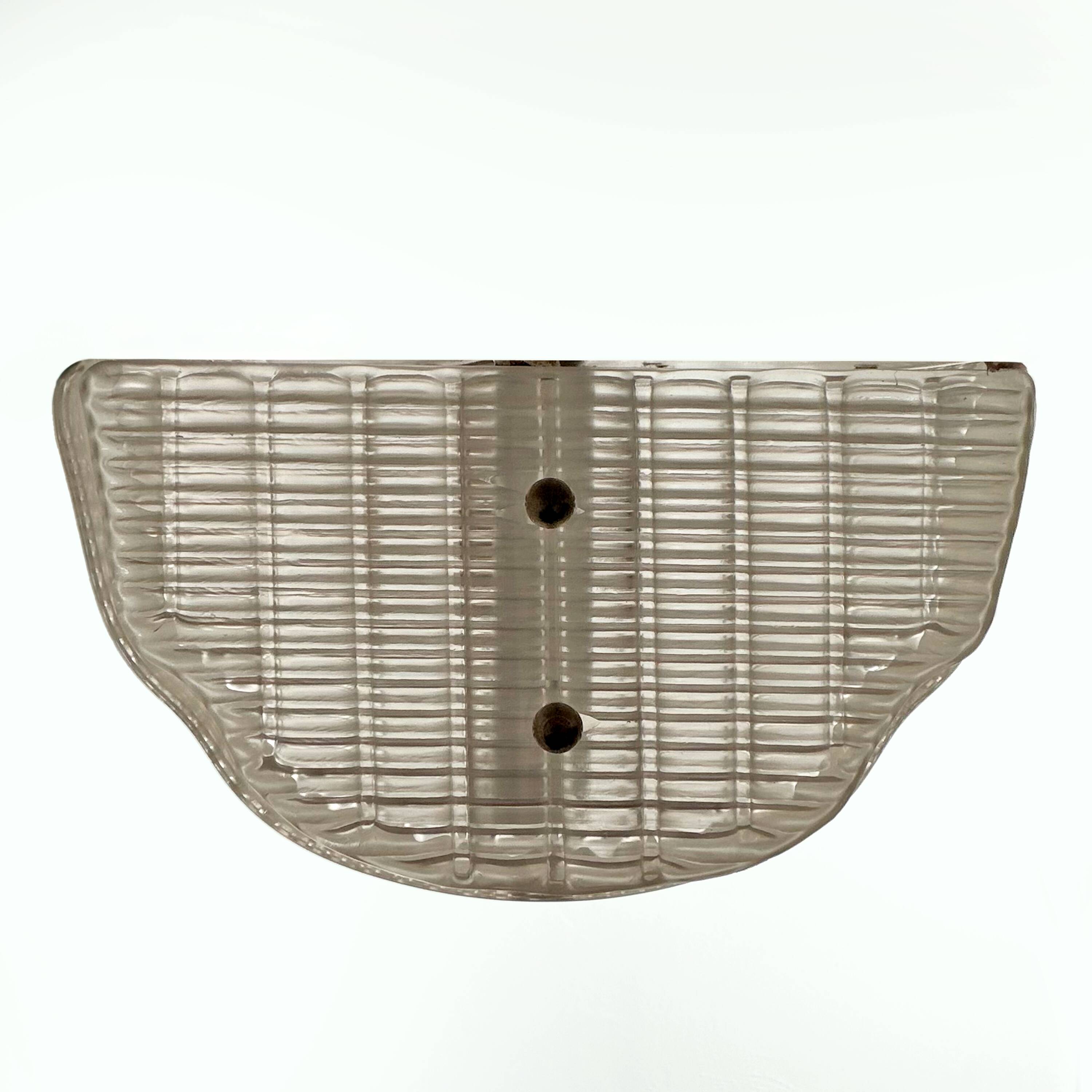 Pair of Murano Glass Wall Sconces with Ribbed Texture