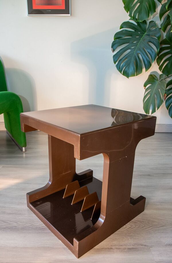 Table d'appoint range vinyle 1970 SOMM Paris