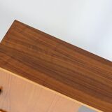 Vintage Nussbaum Vitrinenschrank Highboard Md-Century 1960er