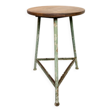 Tabouret d'atelier industriel vert, années 1960
