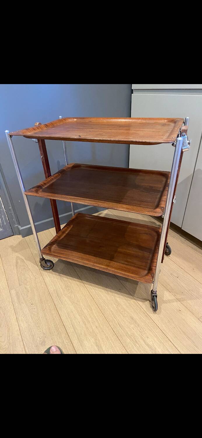 Dessert 3 folding trays wood and metal