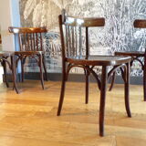 4 antique bistro chairs in curved wood