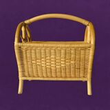 Vintage wicker and bamboo magazine rack