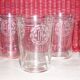 Old sandblasted glasses with laurel wreaths x6