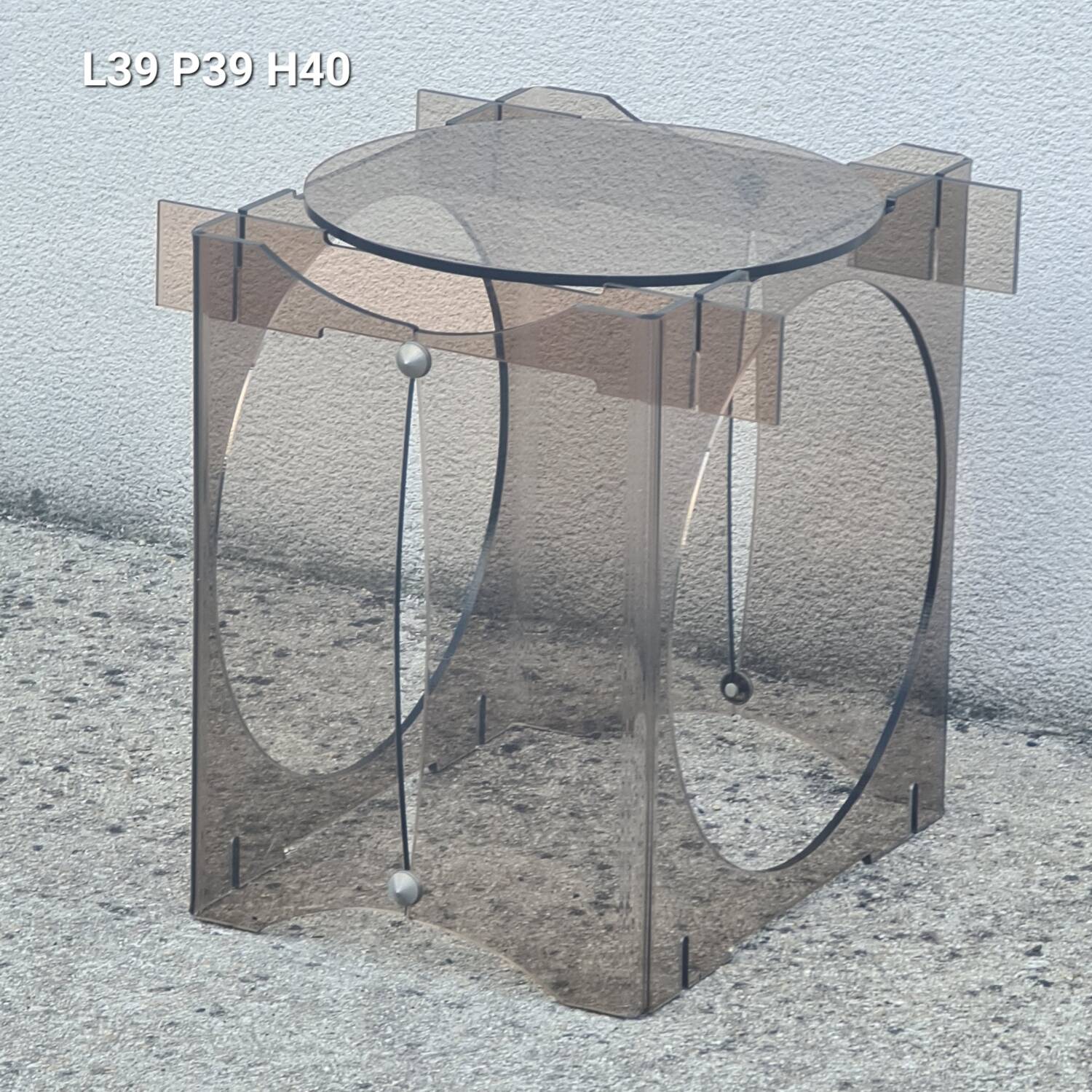 Bedside side table, plexiglass end table Vintage 1970 space age
