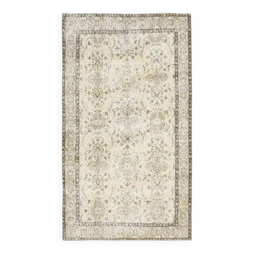 Vintage Turkish Oushak Handmade Wool Cotton Beige Area Rug 113x205