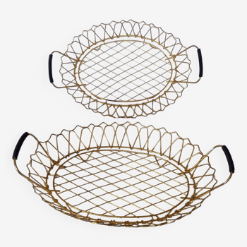 Flat gold metal and scoubidou basket basket