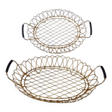 Flat gold metal and scoubidou basket basket
