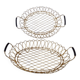 Flat gold metal and scoubidou basket basket