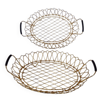 Flat gold metal and scoubidou basket basket