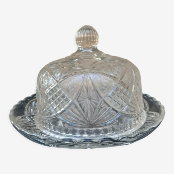 Cloche et son assiette en verre moulé