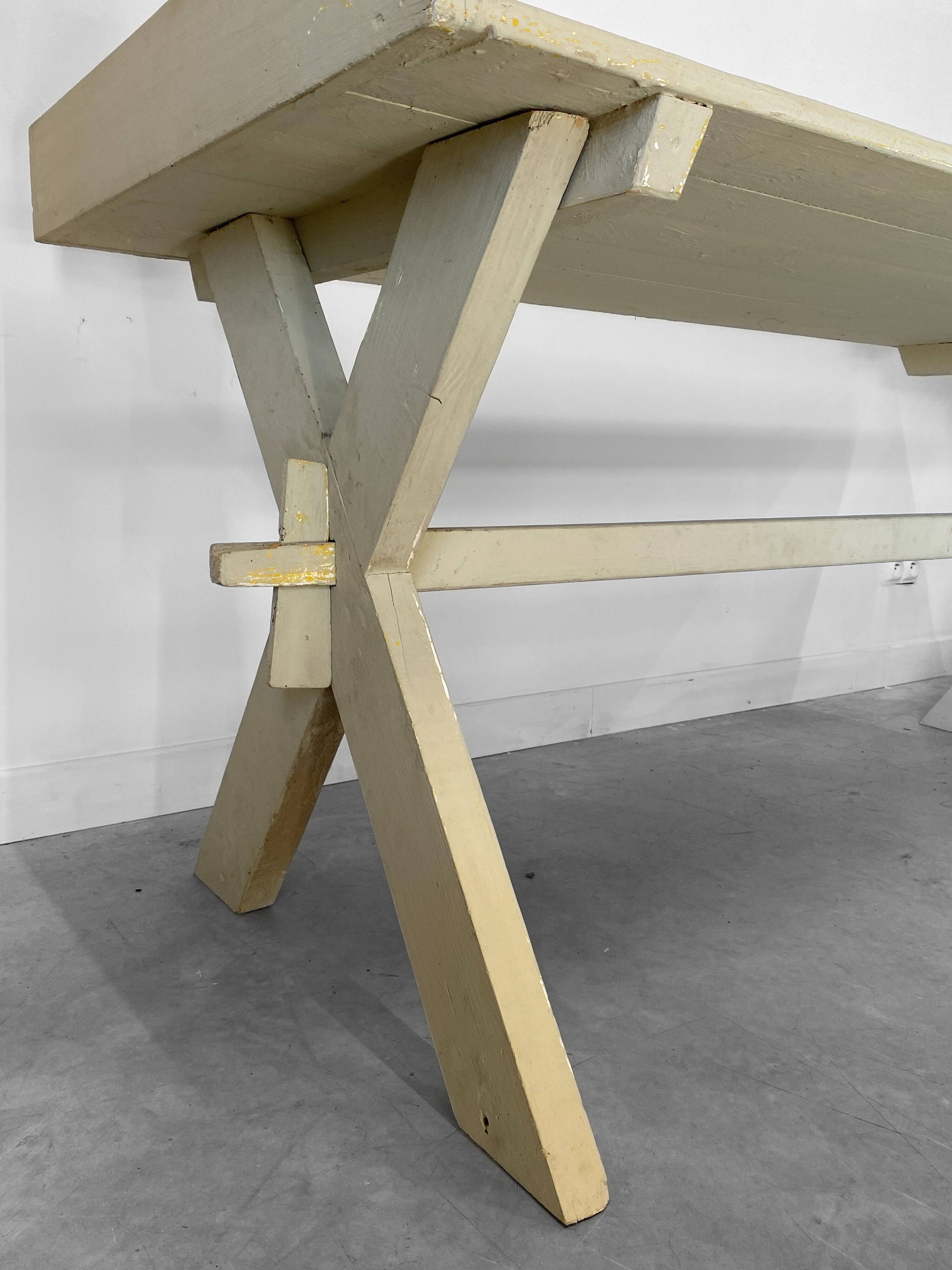 XXL vintage desk with water green patina