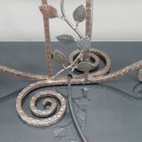 Two-headed wrought iron lamp by Muller, Art Deco, France, Circa 1920