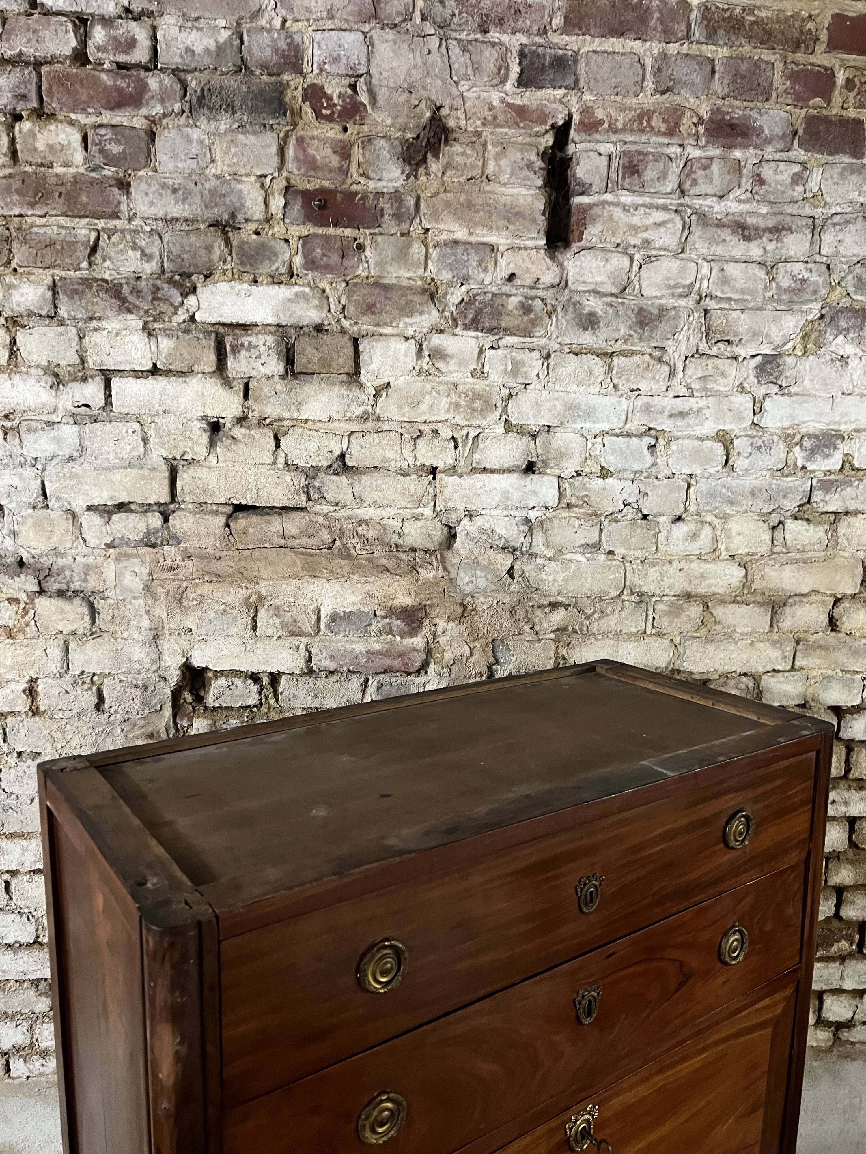 Secretary In Mahogany Louis XVI XVIII Eme Century