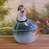 Collectible ceramic terrine Michel CAUGANT model gray partridge handmade