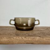 2 vintage smoked glass bowls