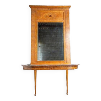 19th century Directoire style marquetry console decorated with a mirror