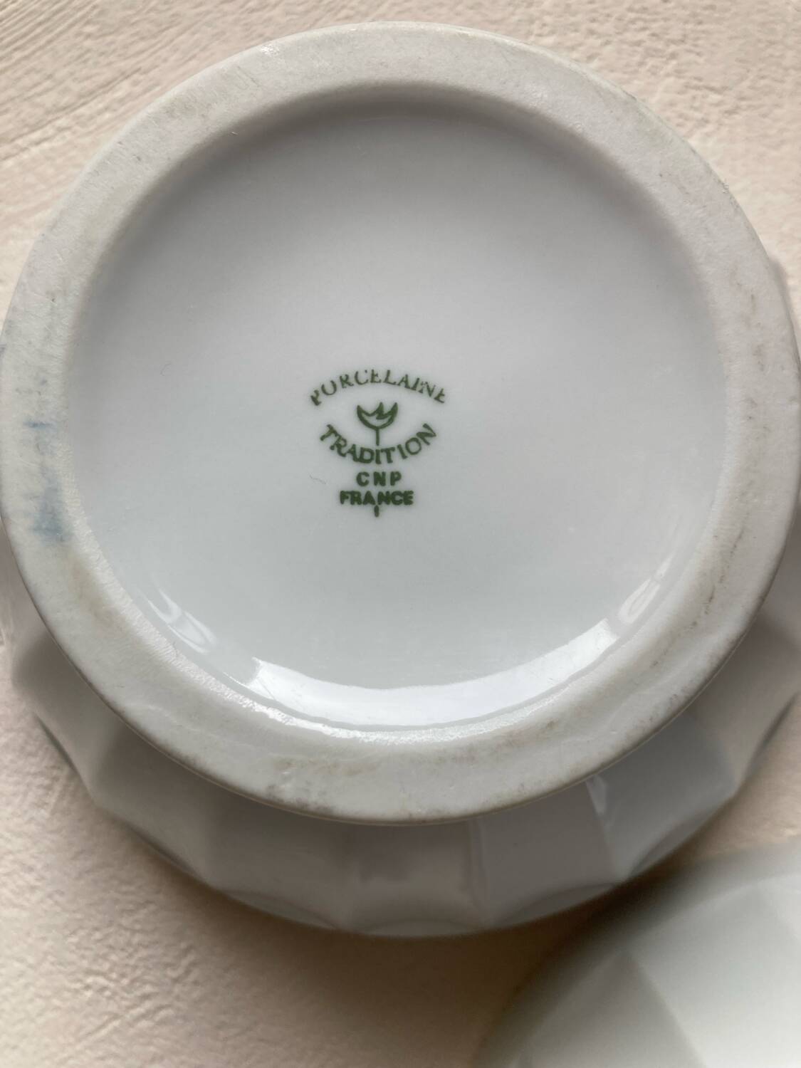 Large vintage white faceted Limoges porcelain bowls