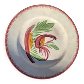 Old deep plate, rooster decoration, in Sarreguemines Digoin ceramic.