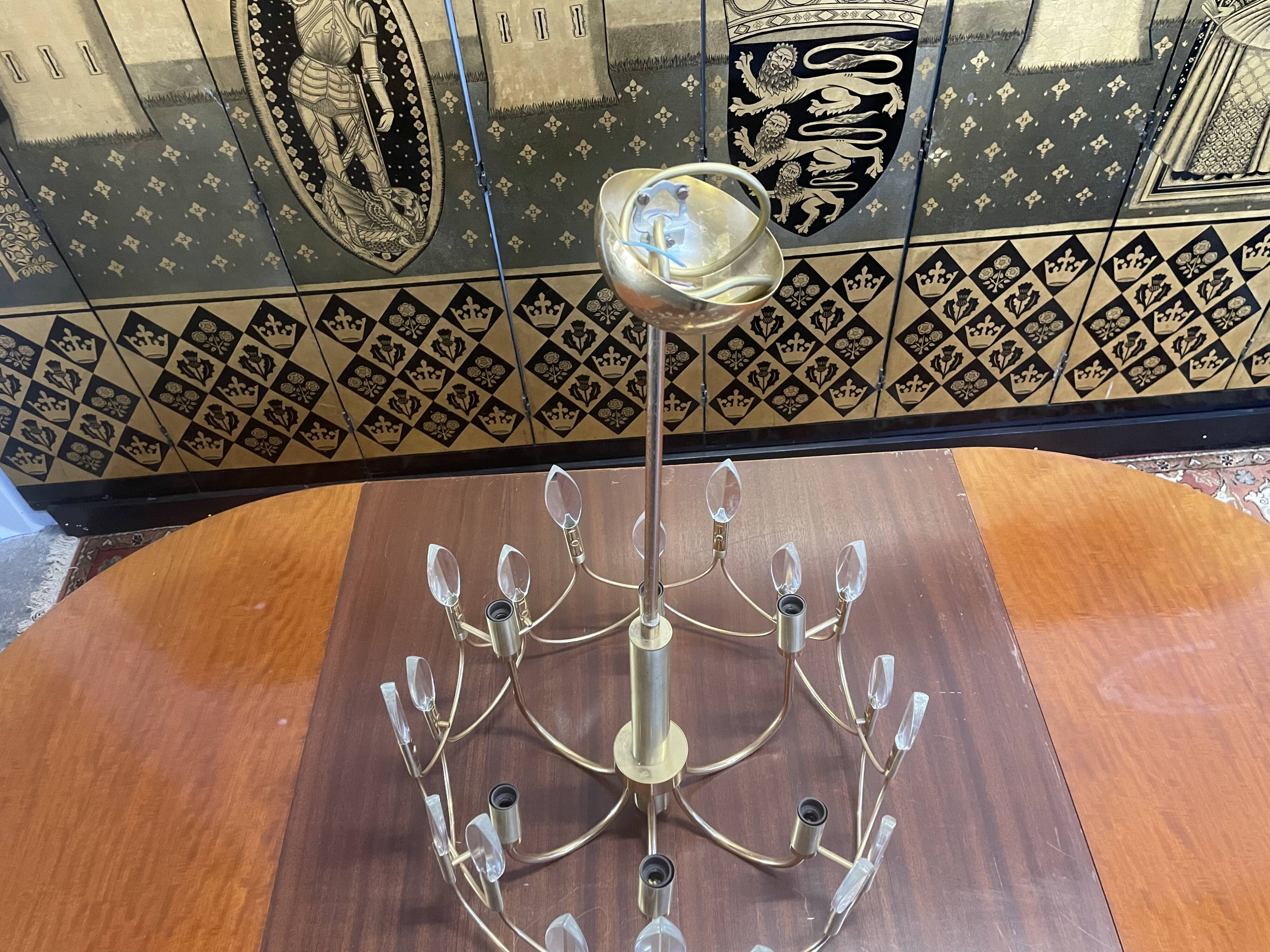 Brass and glass chandelier by Gaetano Sciolari