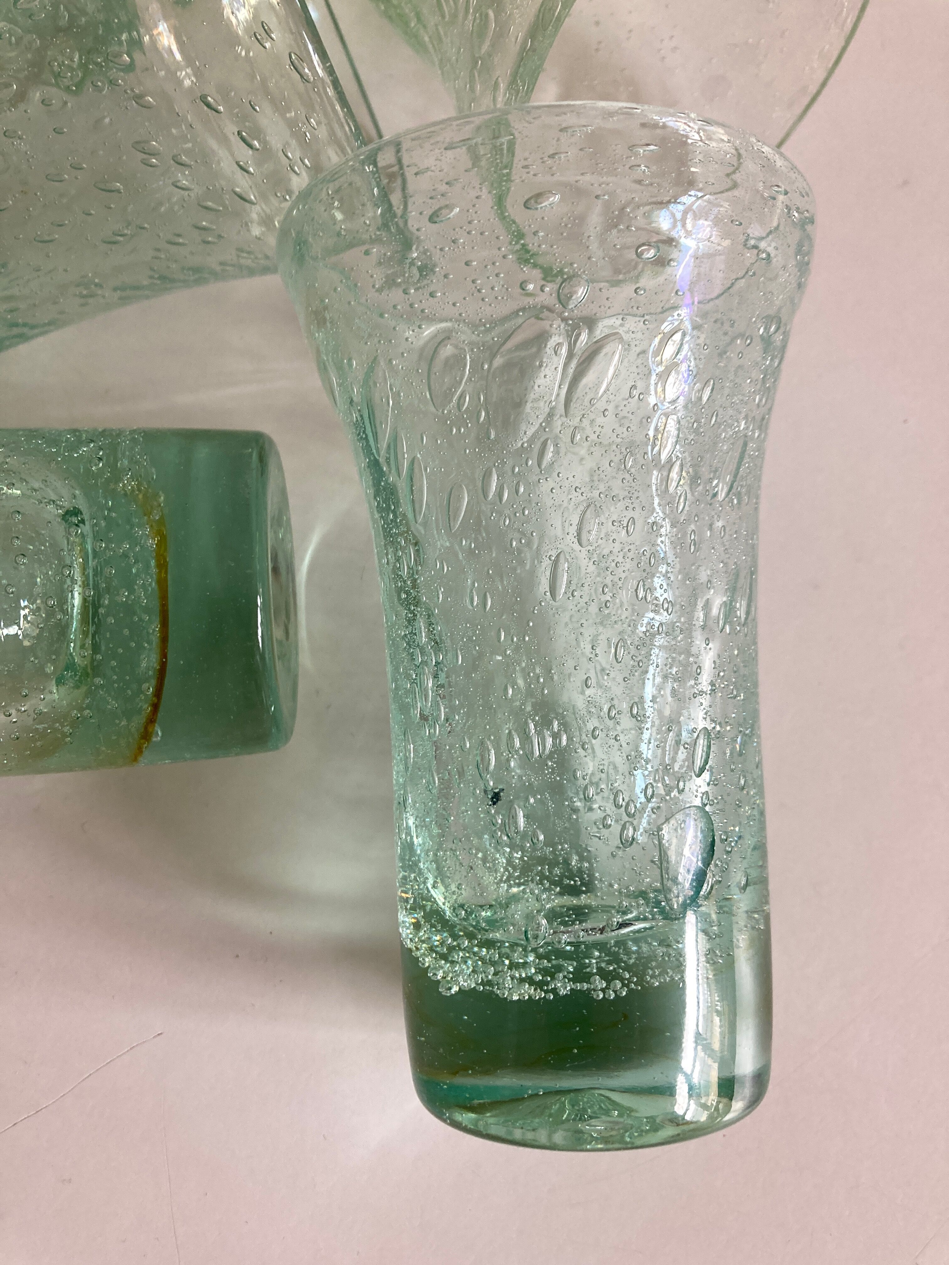 Set of 7 Biot cups in bubbled glass 1970