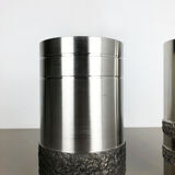 Set of 2 modernist vintage sculptural brutalist steel vases, Germany 1970s