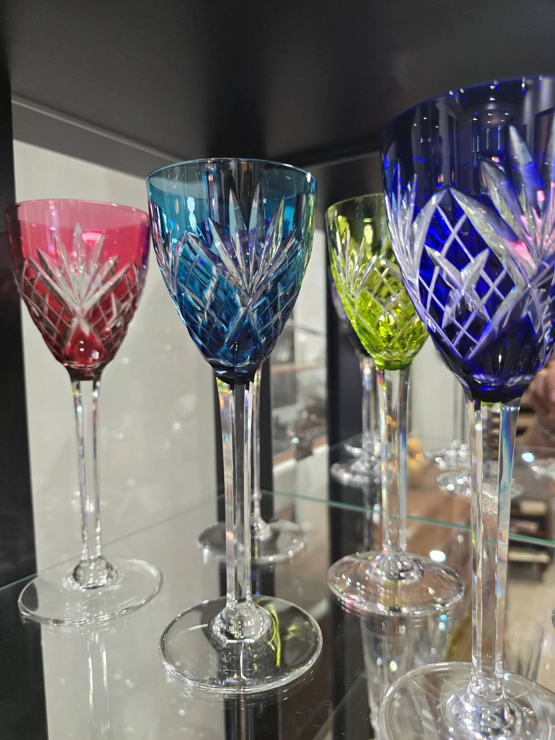12 coloured cups / glasses Saint-Louis model Chantilly