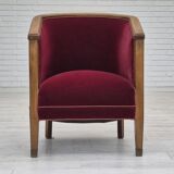 1950s, Danish armchair, original condition, furniture velour, beech wood.