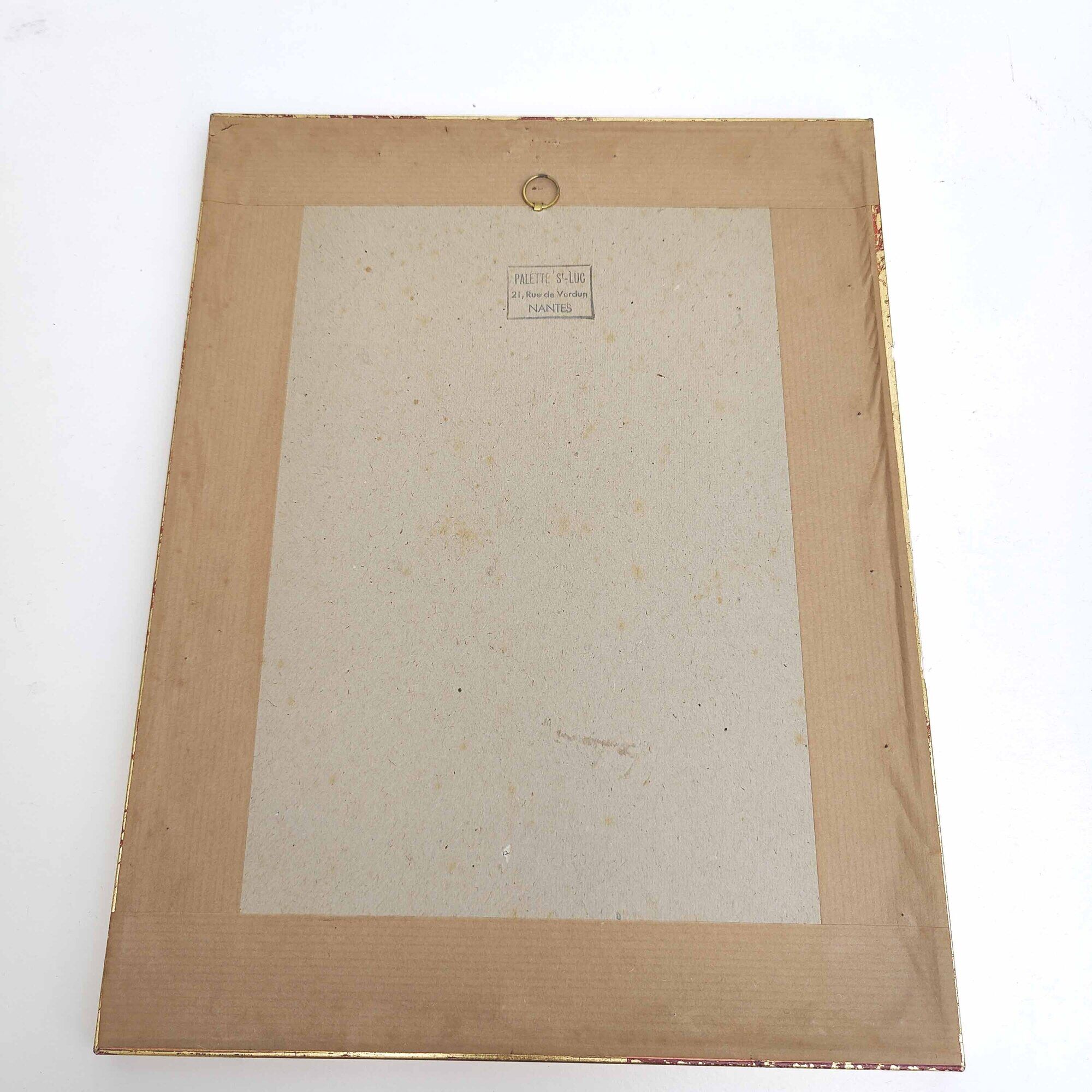 Vintage bird's nest lithograph by J. Gould and H-C Richter golden frame
