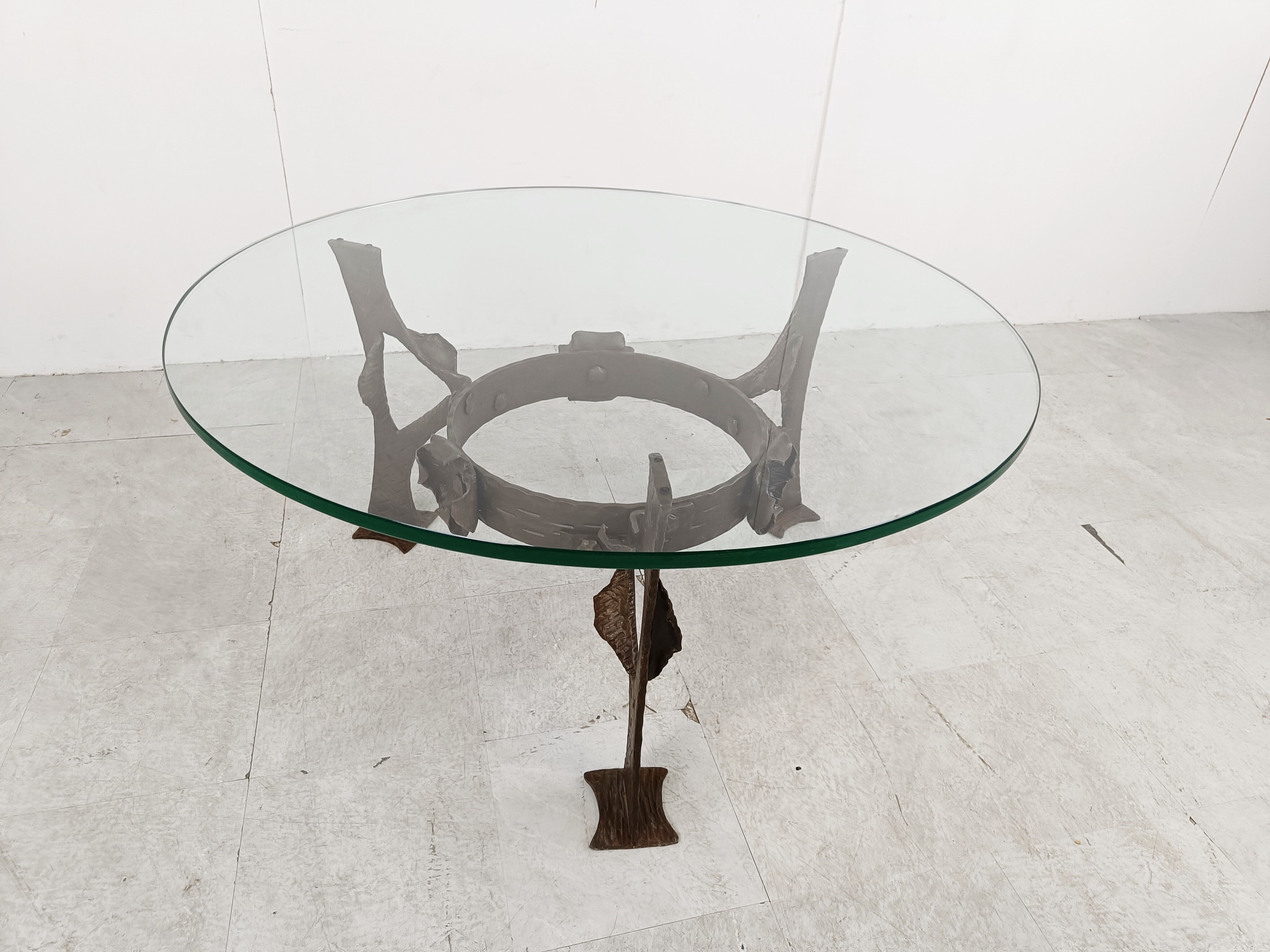 Sculpted steel flower coffee table, 1970s