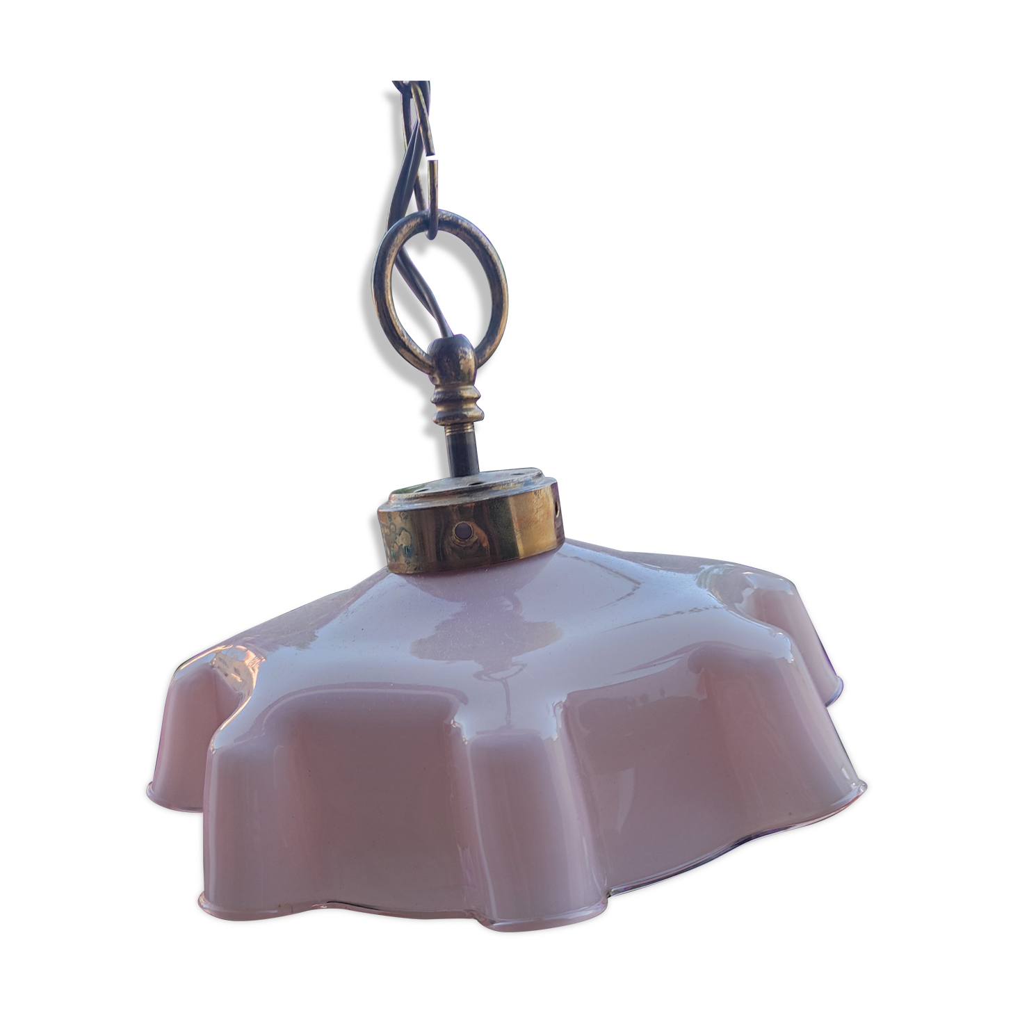 Pink opaline hanging lamp