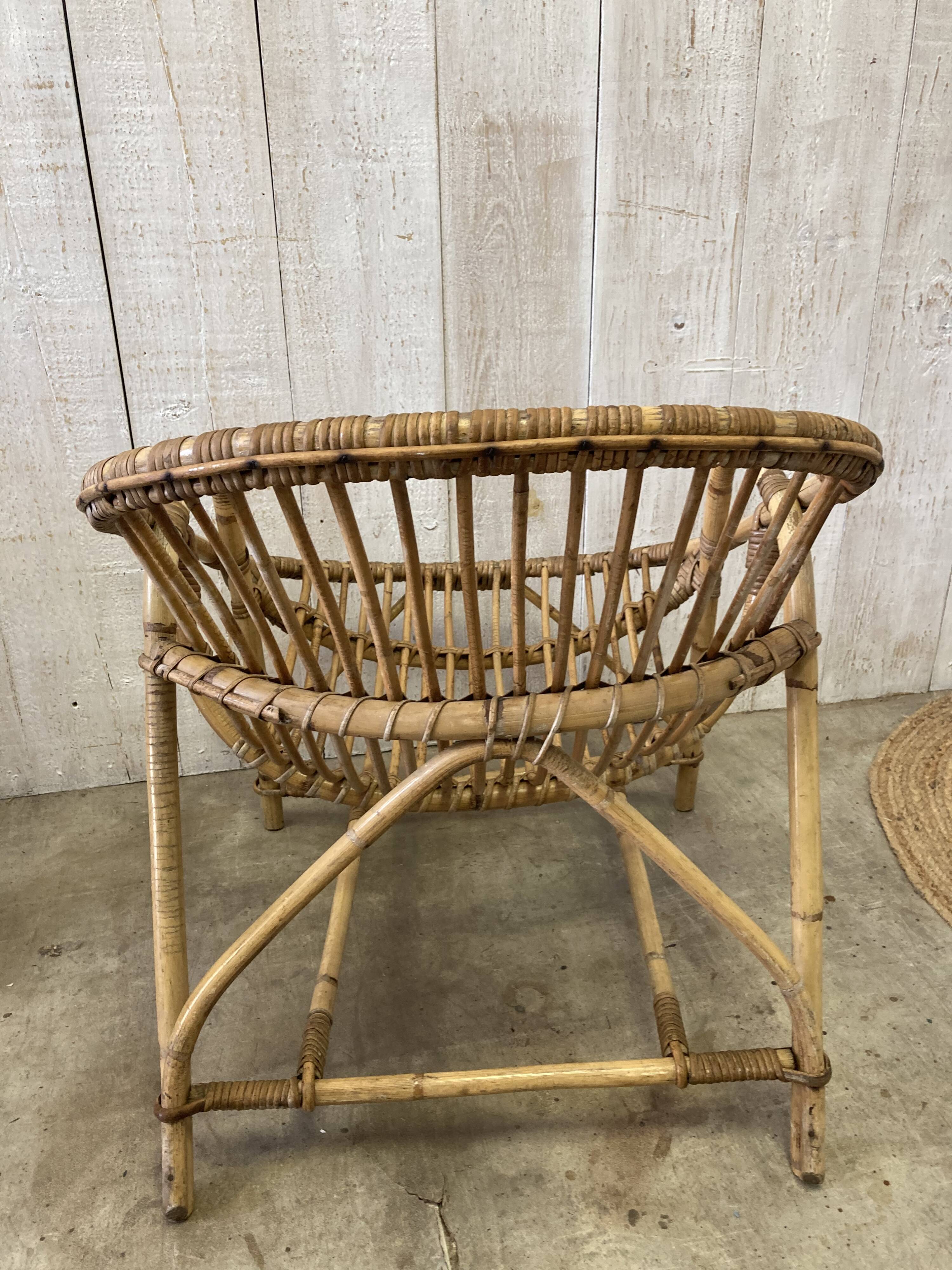 Pair of vintage rattan armchairs