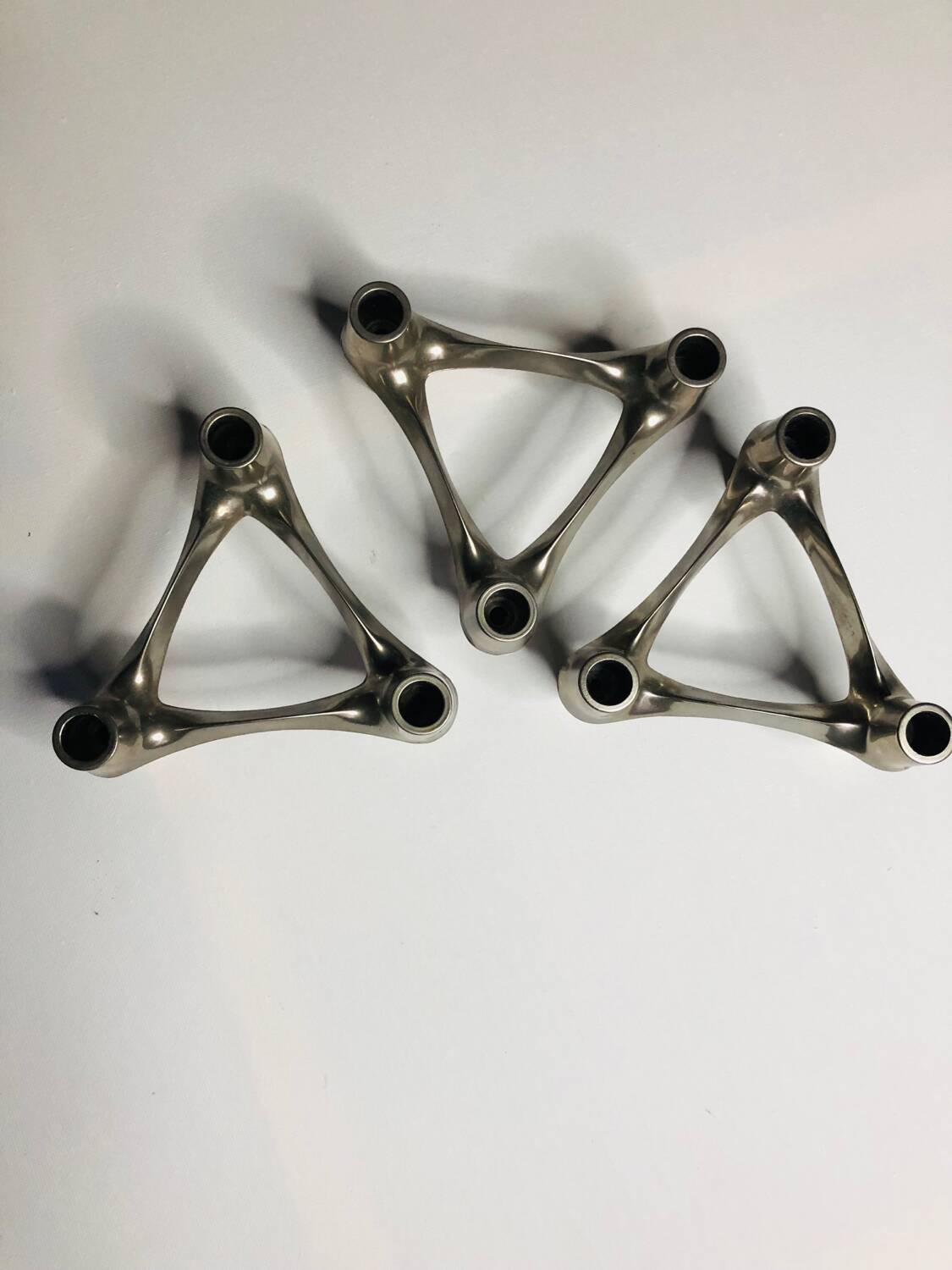 Chrome metal candle holders. Set of 3.