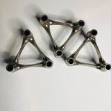 Chrome metal candle holders. Set of 3.