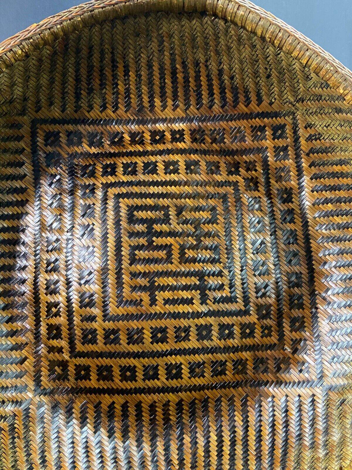 China woven bamboo rice or tea basket late 19th century early 20th century