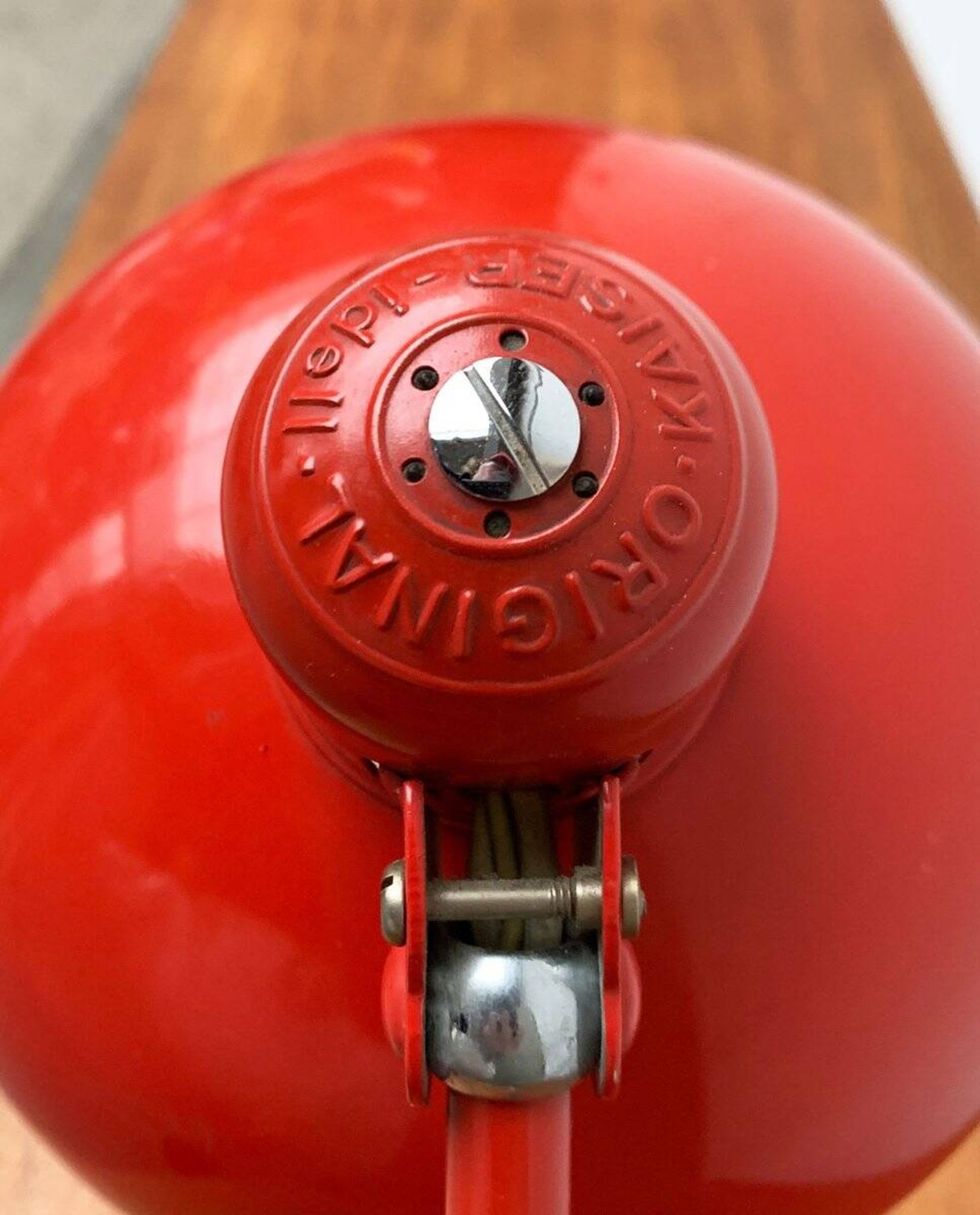 Red German table lamp mid-century 6556 by Christian Dell for Kaiser Idell, 1960s